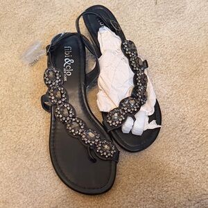 Women's Black Embellished Sandals